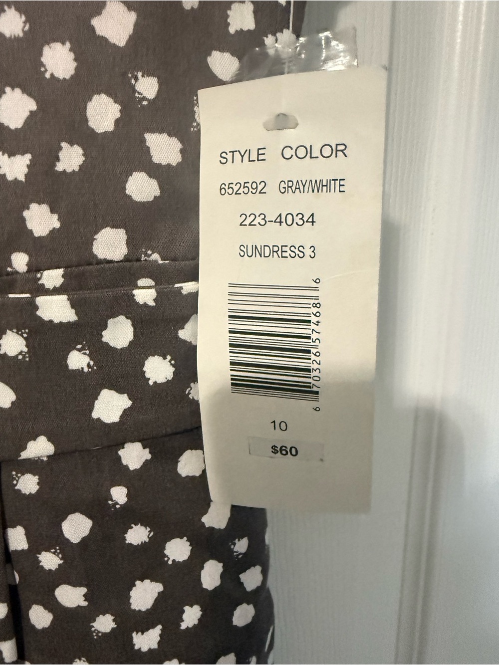 Robbie Bee NWT Vintage Y2K Gray and White Polka Dot Sleeveless Dress- 10 - Picture 5 of 7